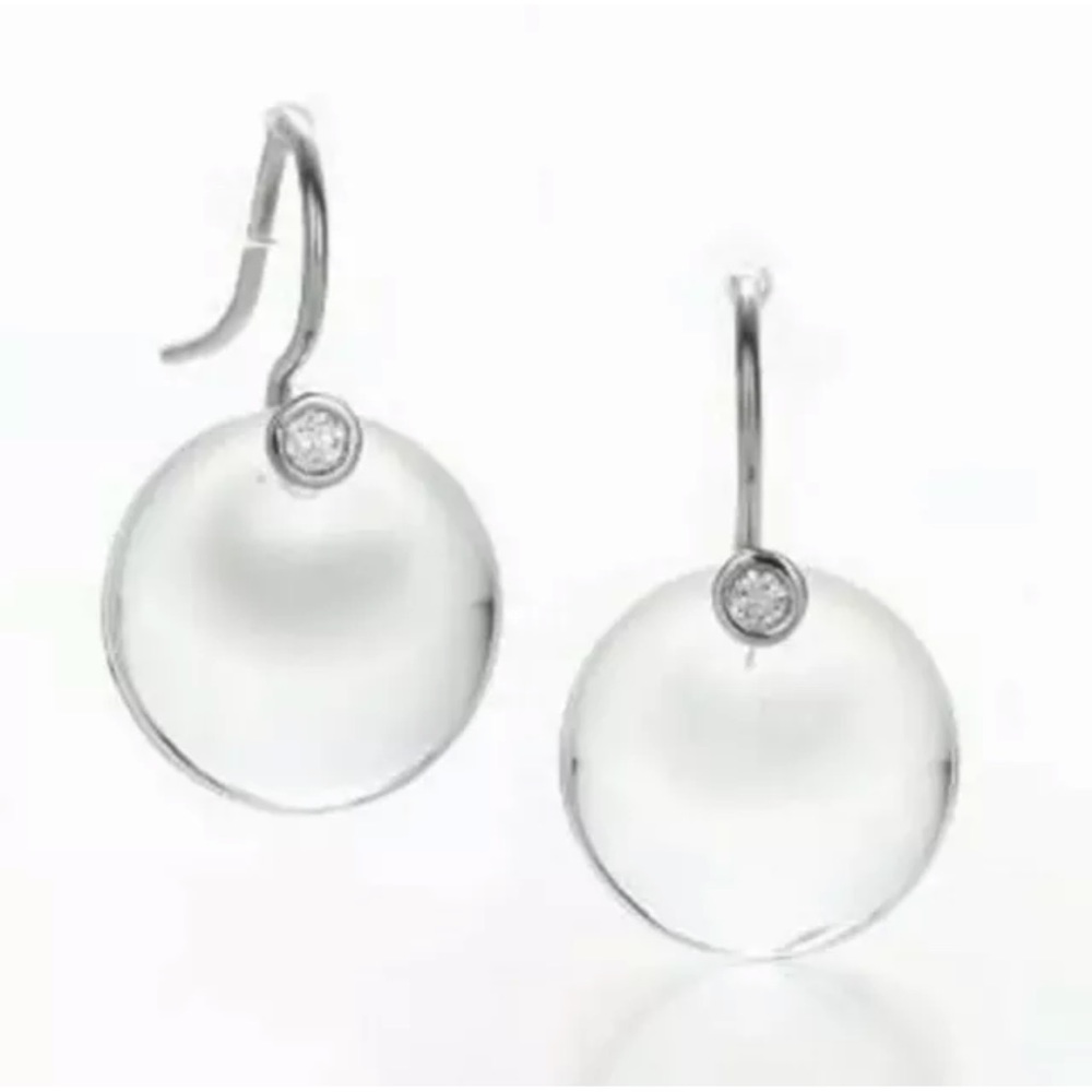 Tiffany & Co. Elsa Peretti Rock Crystal Platinum & Diamond Earrings NEW